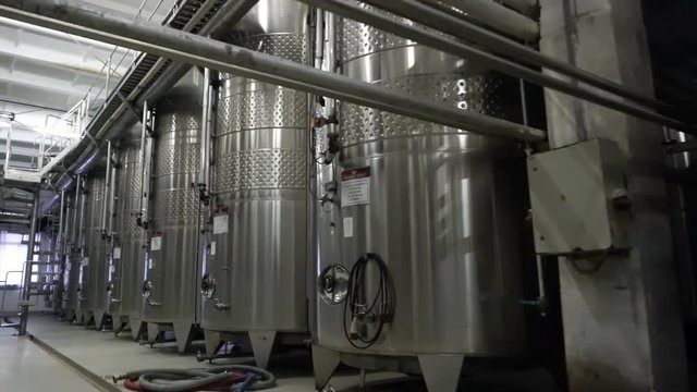 Steel barrels for fermentation of wine in winemaker factory
