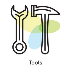 Tools icon vector sign and symbol isolated on white background, Tools logo concept