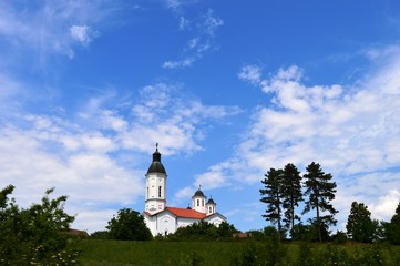 landscape of the church in the village