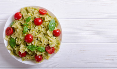 Pasta with sauce pesto