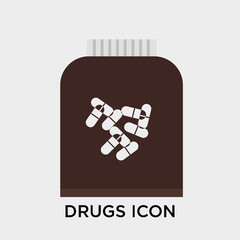 Drugs icon vector sign and symbol isolated on white background, Drugs logo concept