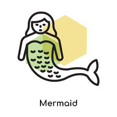 Mermaid icon vector sign and symbol isolated on white background, Mermaid logo concept