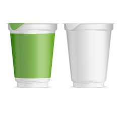 set of plastic Cup Layouts, food packaging for yogurt and jams