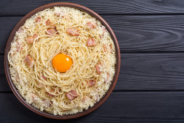 Pasta spaghetti with bacon