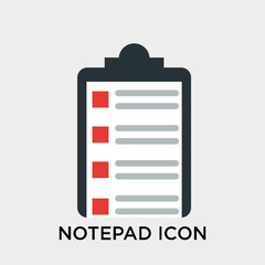 Notepad icon vector sign and symbol isolated on white background, Notepad logo concept