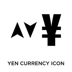 Yen currency sign with up and down arrows icon vector sign and symbol isolated on white background, Yen currency sign with up and down arrows logo concept