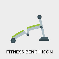 Fitness bench icon vector sign and symbol isolated on white background, Fitness bench logo concept