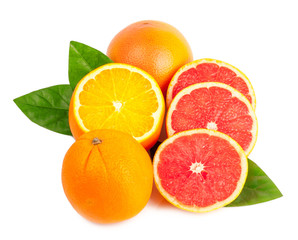 orange and grapefruit on white background