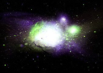 Fototapeta premium Stars, dust and gas nebula in a far galaxy
