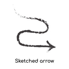 Sketched arrow icon vector sign and symbol isolated on white background, Sketched arrow logo concept