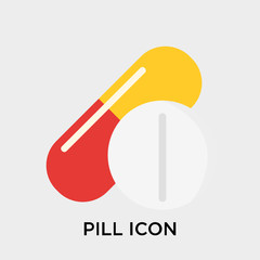 Pill icon vector sign and symbol isolated on white background, Pill logo concept