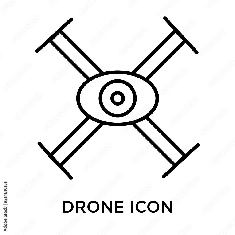 Wall mural Drone icon vector sign and symbol isolated on white background, Drone logo concept