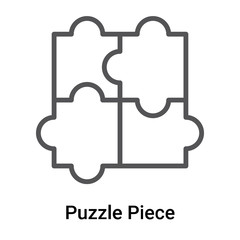 Puzzle Piece icon vector sign and symbol isolated on white background, Puzzle Piece logo concept