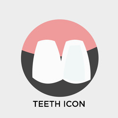 Teeth icon vector sign and symbol isolated on white background, Teeth logo concept