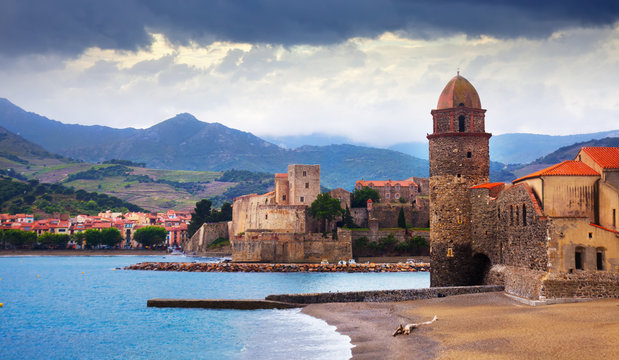 Colors french town and castle Collioure