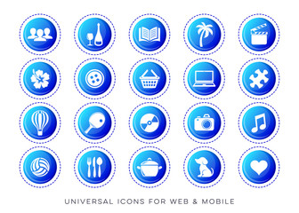 Universal leisure web and mobile icons