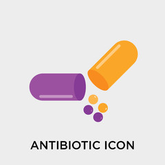 Antibiotic icon vector sign and symbol isolated on white background, Antibiotic logo concept