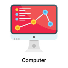 Computer icon vector sign and symbol isolated on white background, Computer logo concept