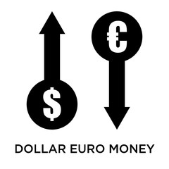 Dollar euro money exchange icon vector sign and symbol isolated on white background, Dollar euro money exchange logo concept