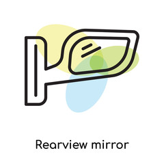 Rearview mirror icon vector sign and symbol isolated on white background, Rearview mirror logo concept