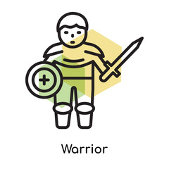 Warrior icon vector sign and symbol isolated on white background, Warrior logo concept