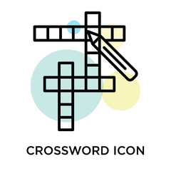 Crossword icon vector sign and symbol isolated on white background, Crossword logo concept