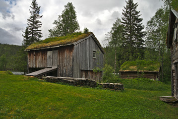 Scenic traditional wooden scandinavian house in Norway