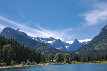 Naklejka na ściany i meble wonderful lake in front of the mountains