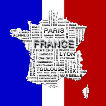 Carte de France - Préfectures - Avec Contour