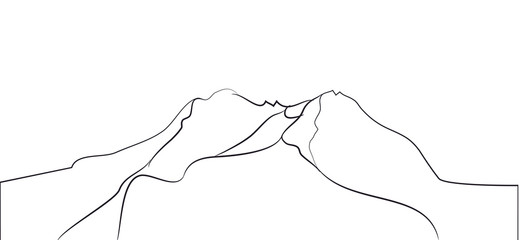 landscape mountains, lines, vector