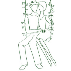 couple of lovers on swing