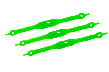 Silicone shoelaces green on white background isolation