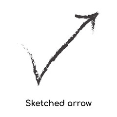 Sketched arrow icon vector sign and symbol isolated on white background, Sketched arrow logo concept