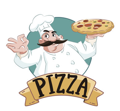 cocinero de pizzeria con pizza