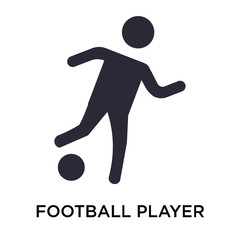 Football player with ball icon vector sign and symbol isolated on white background, Football player with ball logo concept