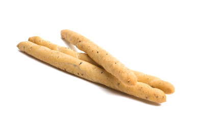 Grissini with olives isolated