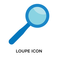 Loupe icon vector sign and symbol isolated on white background, Loupe logo concept
