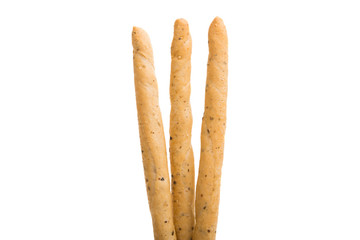 Grissini with olives isolated