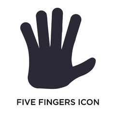 Five fingers icon vector sign and symbol isolated on white background, Five fingers logo concept