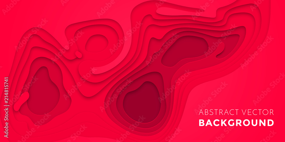 Poster papercut geometric topography poster or paper cut liquid geometric purple gradient pattern with red 