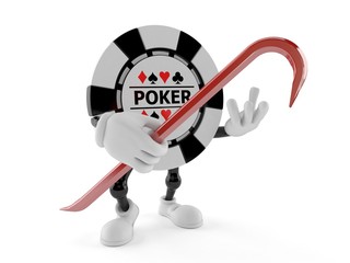 Gambling chip character holding crowbar
