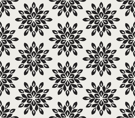 Vector Seamless Pattern with Mandala. Decorative Abstract Floral Background.
