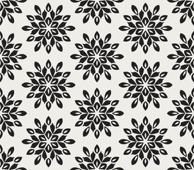 Vector Seamless Pattern with Mandala. Decorative Abstract Floral Background.