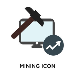 Mining icon vector sign and symbol isolated on white background, Mining logo concept