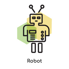 Robot icon vector sign and symbol isolated on white background, Robot logo concept