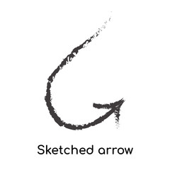 Sketched arrow icon vector sign and symbol isolated on white background, Sketched arrow logo concept