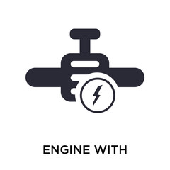 Engine with Lighting Bolt icon vector sign and symbol isolated on white background, Engine with Lighting Bolt logo concept