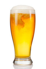 glass of beer isolated on white background.