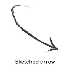 Sketched arrow icon vector sign and symbol isolated on white background, Sketched arrow logo concept