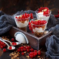 Red currants and yogurt
